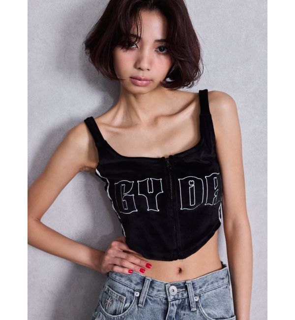 GYDA「GYDAベロアラインビスチェ」|キャミソール|ブラック