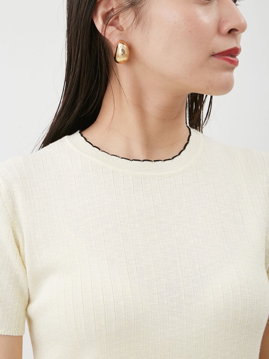 Mila Owen「【セットアップ対応】スカラップデザインアンサンブル半袖プルオーバー」|Tシャツ・カットソー|