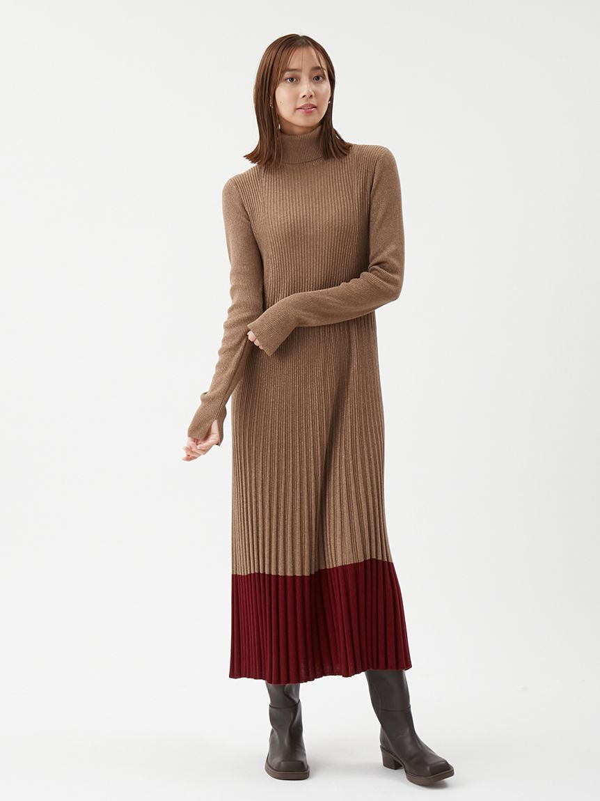 Mila Owen「タートルネックロングリブニットワンピース」|ワンピース|