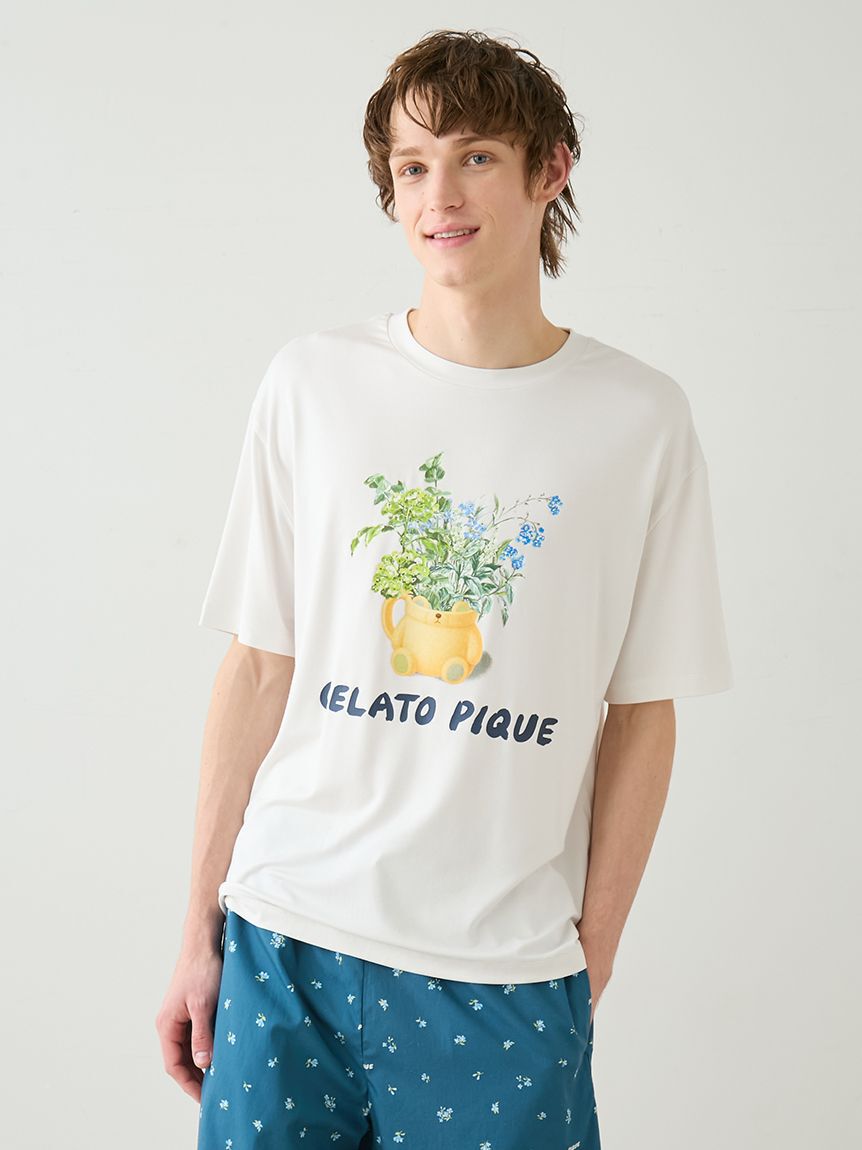 GELATO PIQUE HOMME「【HOMME】フラワーワンポイントプリントTシャツ」|ルームウェア|