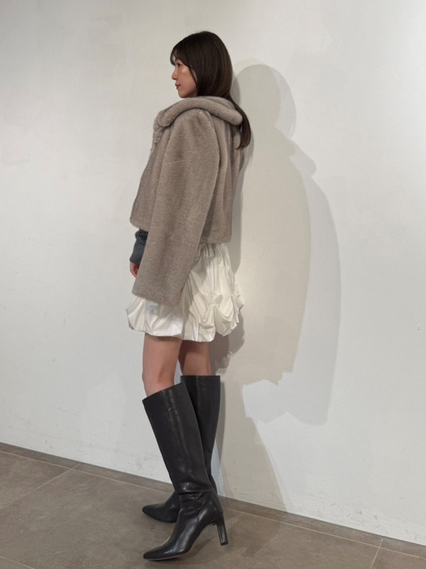 SNIDEL「ステンカラーショートファーコートジャケット」|ステンカラーコート|