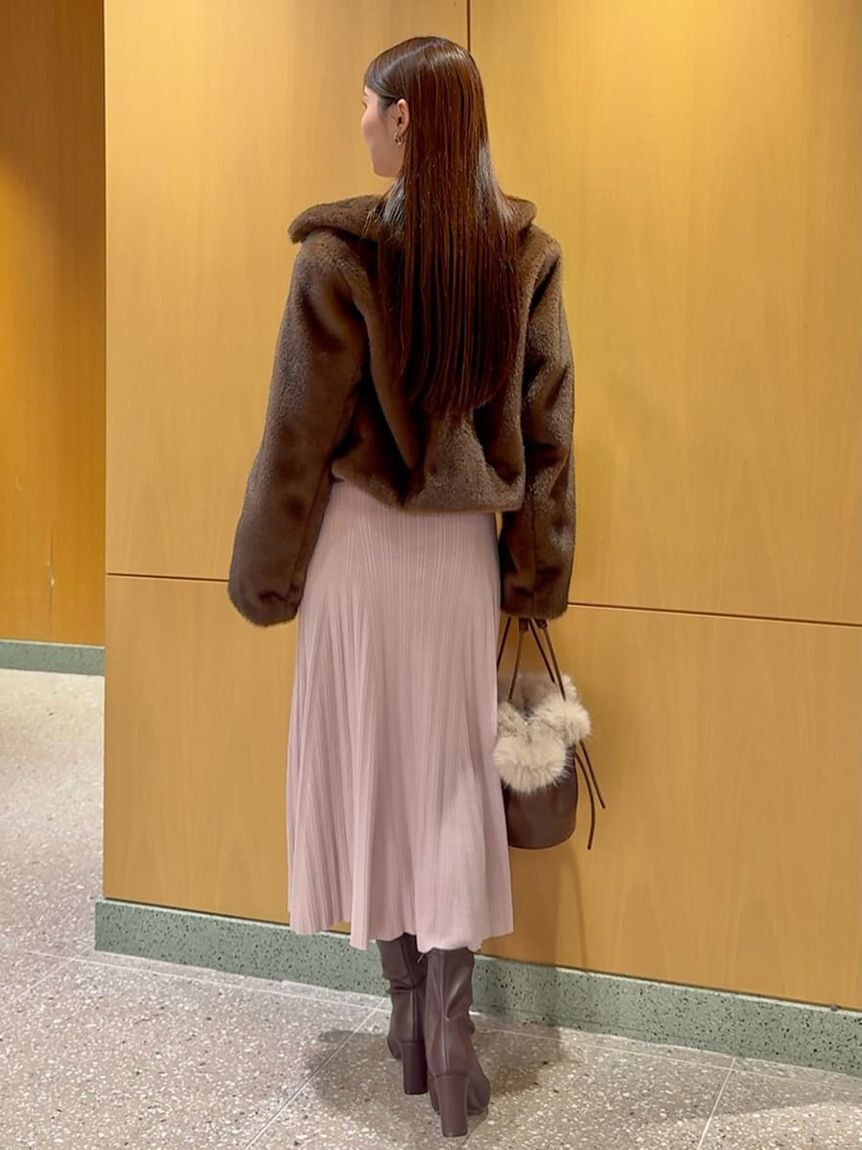 SNIDEL「ステンカラーショートファーコートジャケット」|ステンカラーコート|