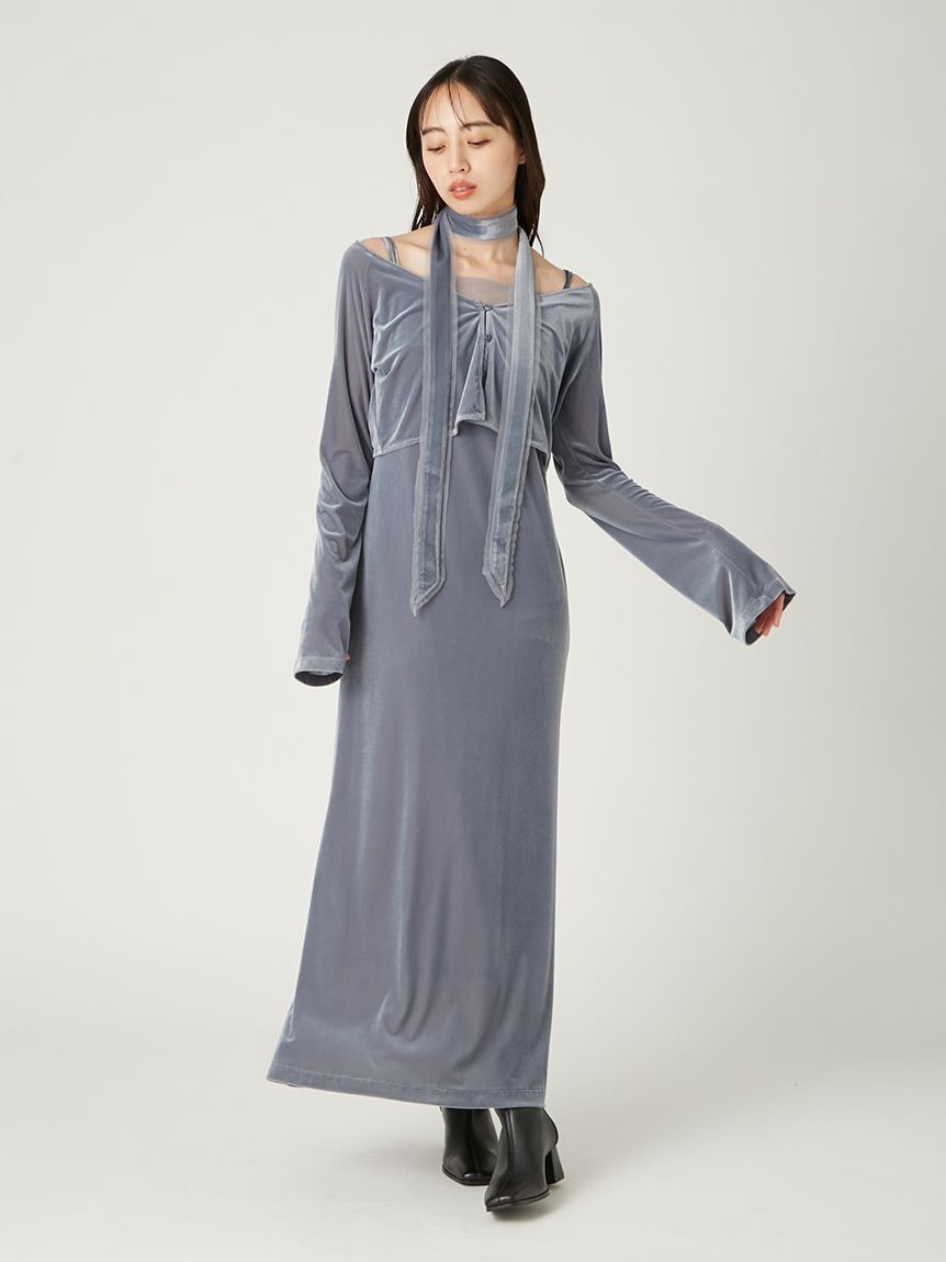 FRAY I.D「シアーベロアカーデ&キャミワンピース」|ワンピース|