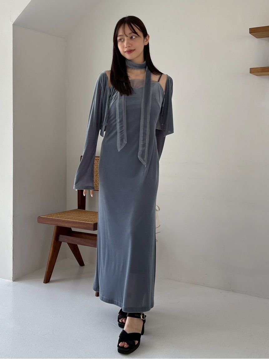 FRAY I.D「シアーベロアカーデ&キャミワンピース」|ワンピース|