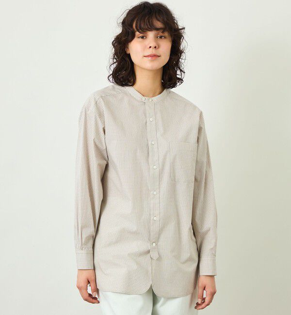MACKINTOSH PHILOSOPHY「【GREY LABEL】バンドカラーパターンドシャツ」|シャツ・ブラウス|キャメル