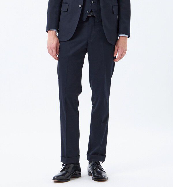 MACKINTOSH PHILOSOPHY「【2026春夏モデル】トロッター トラウザーズ#000（ナンバーゼロ）バーズアイストレッチ リサイクル」|スラックス|ネイビー