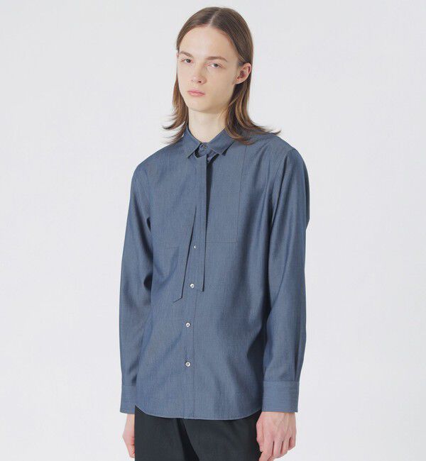  「ツイルリボンタイシャツ」|シャツ・ブラウス|ブルー