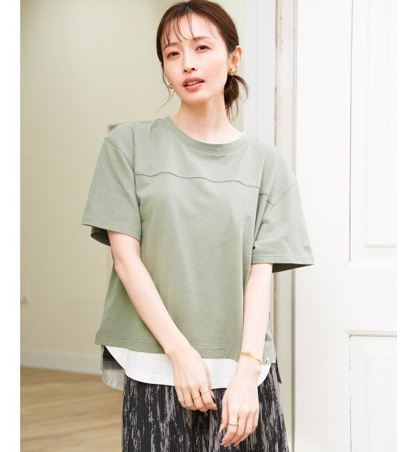 ikka「コットンUSA袖刺繍レイヤーTシャツ」|その他|