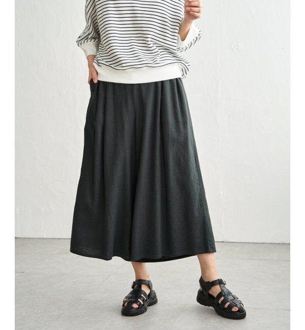 ikka「デニム／レーヨンリネンガウチョ」|その他|チャコール