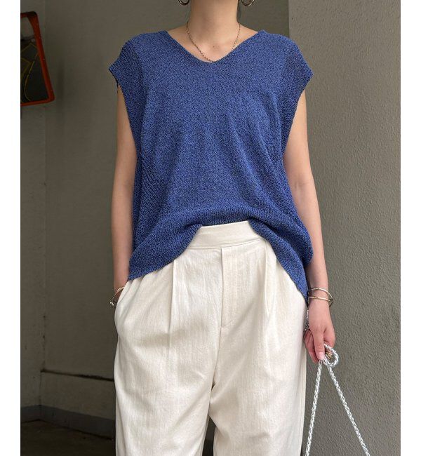 Lbc with Life「ミニブークレ2WAYベスト」|ニット・セーター|ブルー