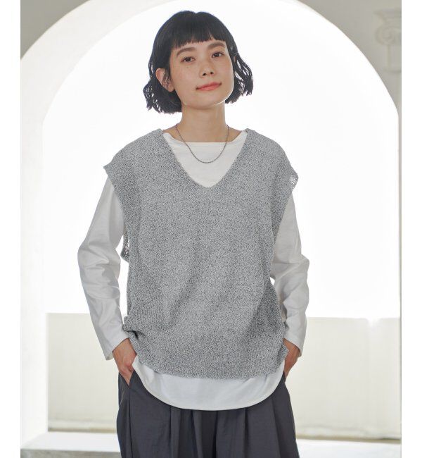 Lbc with Life「ミニブークレ2WAYベスト」|ニット・セーター|