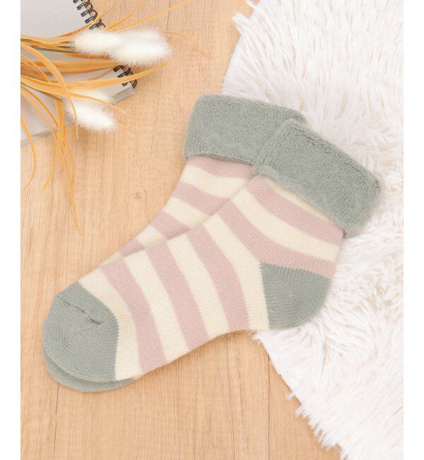 Lbc with Life「裏起毛 ソックスボーダー」|その他|ピンク