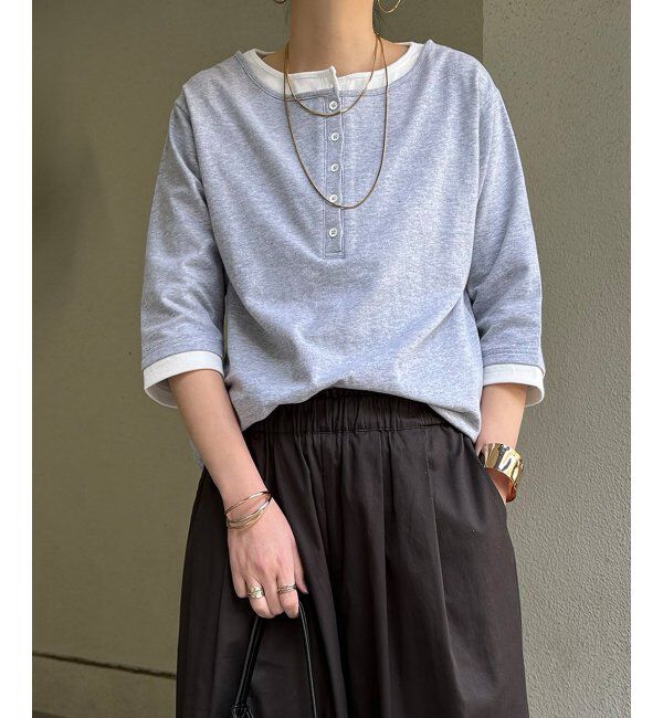 Lbc with Life「ヘンリーネックレイヤー7分袖Tシャツ」|その他|グレー