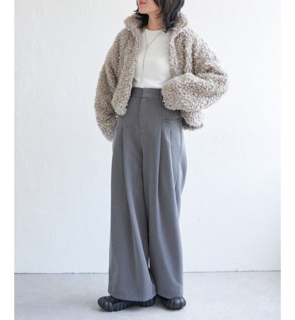 VENCE share style「プードルファースタンドジャケット/スタンドカラー/ショートジャケット」|ブルゾン・スタジャン|