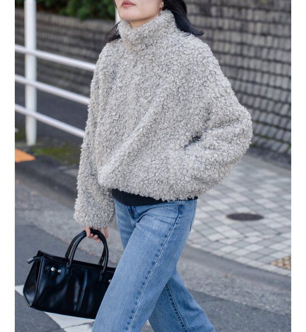 VENCE share style「プードルファースタンドジャケット/スタンドカラー/ショートジャケット」|ブルゾン・スタジャン|