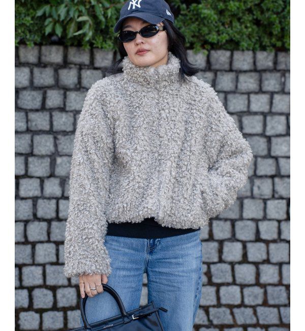 VENCE share style「プードルファースタンドジャケット/スタンドカラー/ショートジャケット」|ブルゾン・スタジャン|