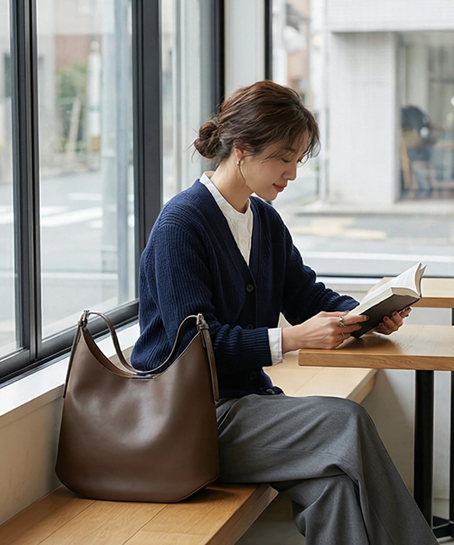 STYLE DELI「【DELI by】アーキテクトフォルムリアルレザーバケットバッグ」|トートバッグ|