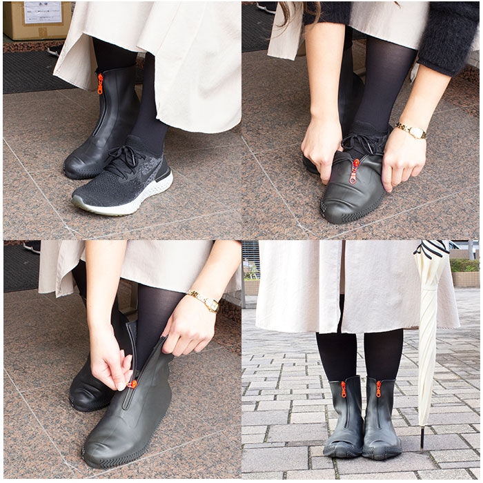 BACKYARD FAMILY「シューズカバー 防水 滑り止め 通販 シリコン ファスナー レインシューズ レインブーツ」|レインシューズ|