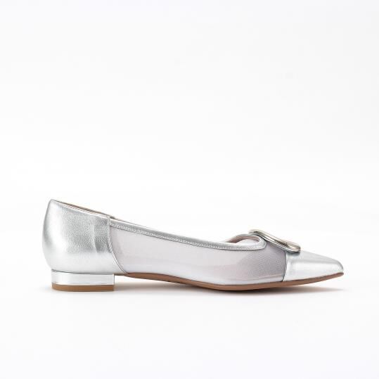 銀座かねまつ「NB260171OTHMETSLV 【本革】シアーメッシュパンプス」|パンプス|