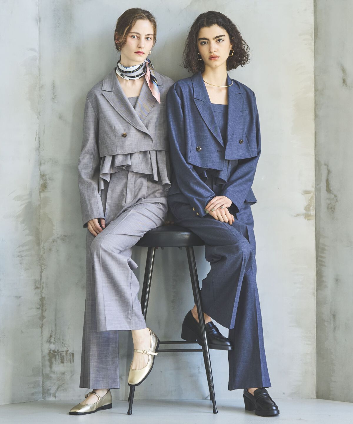 アンドクチュール「シャンブレーペプラムキャミブラウス」|シャツ・ブラウス|