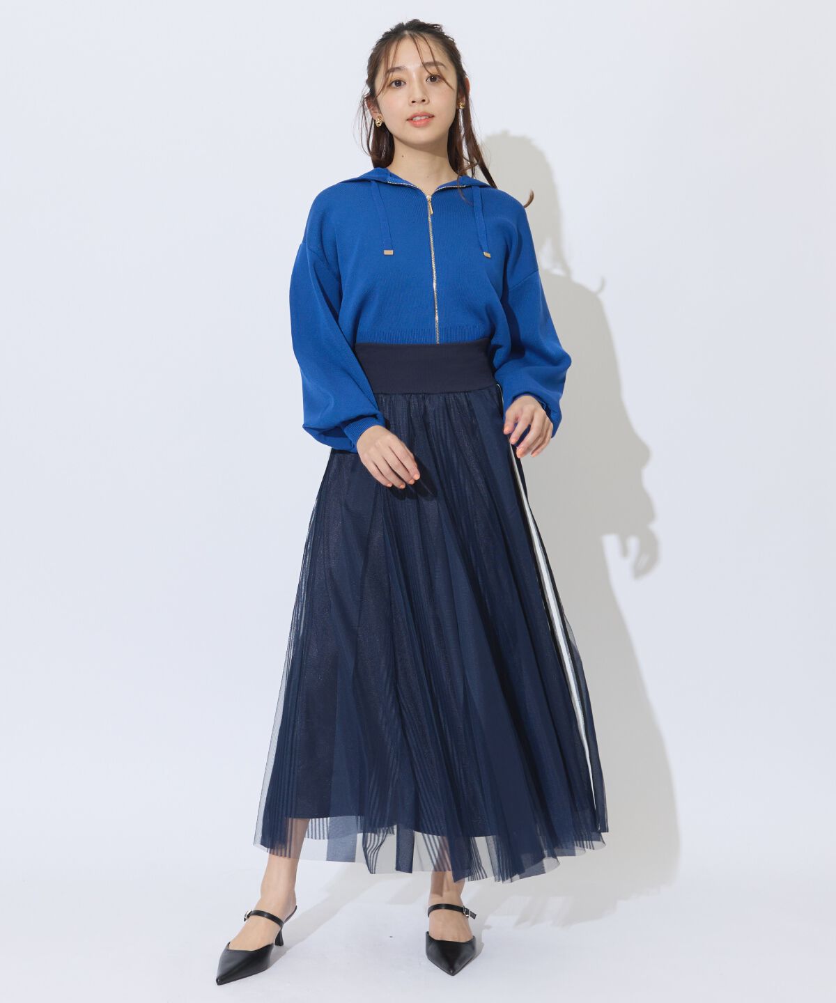 アンドクチュール「クロップドニットフーディー」|パーカー|