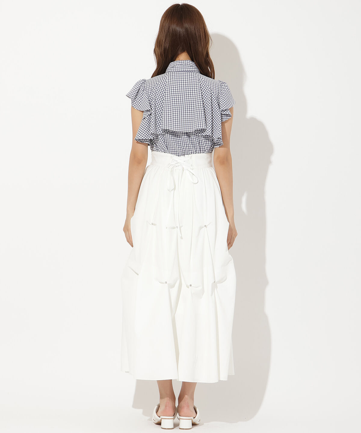 アンドクチュール「ビジューバルーンティアードスカート」|フレア|