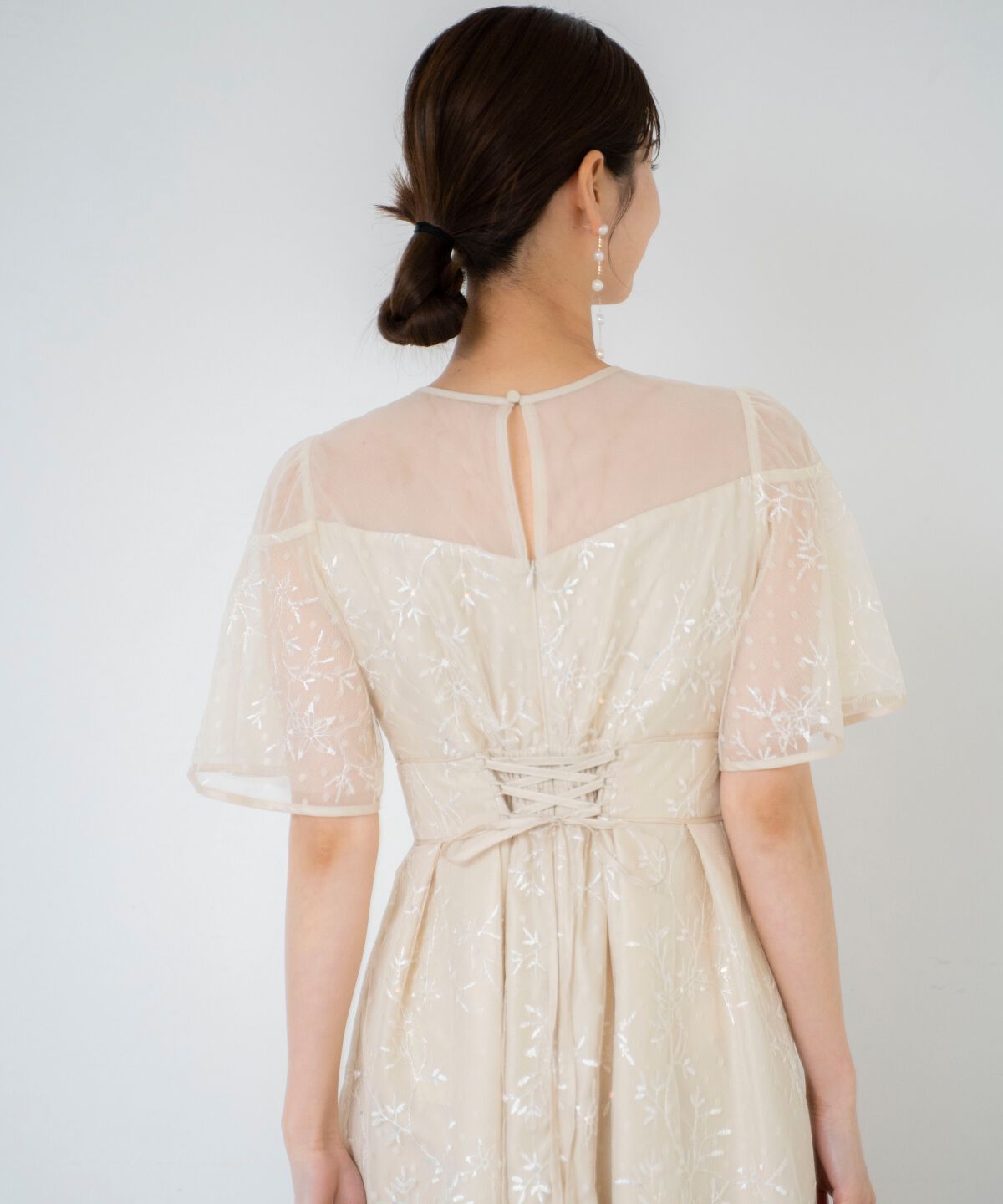 アンドクチュール「小花柄刺繍ドットチュールドレス」|ドレス|