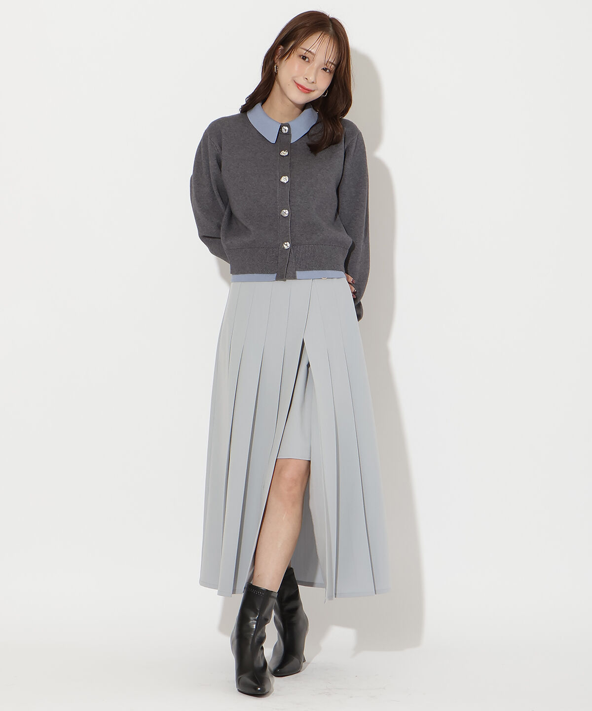 アンドクチュール「レイヤードライクニットカーデ」|カーディガン|