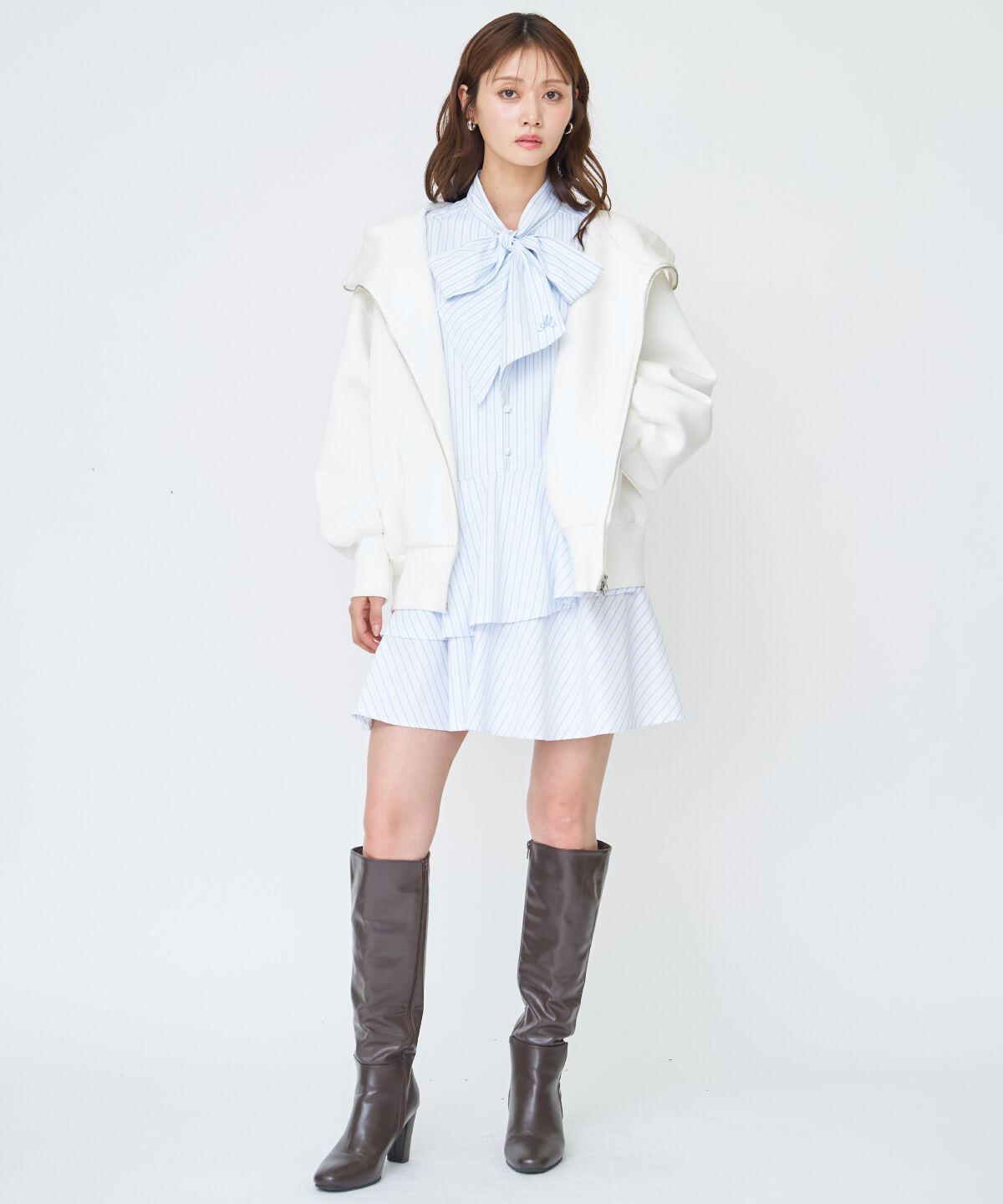 アンドクチュール「アシメストライプミニワンピース」|ワンピース|