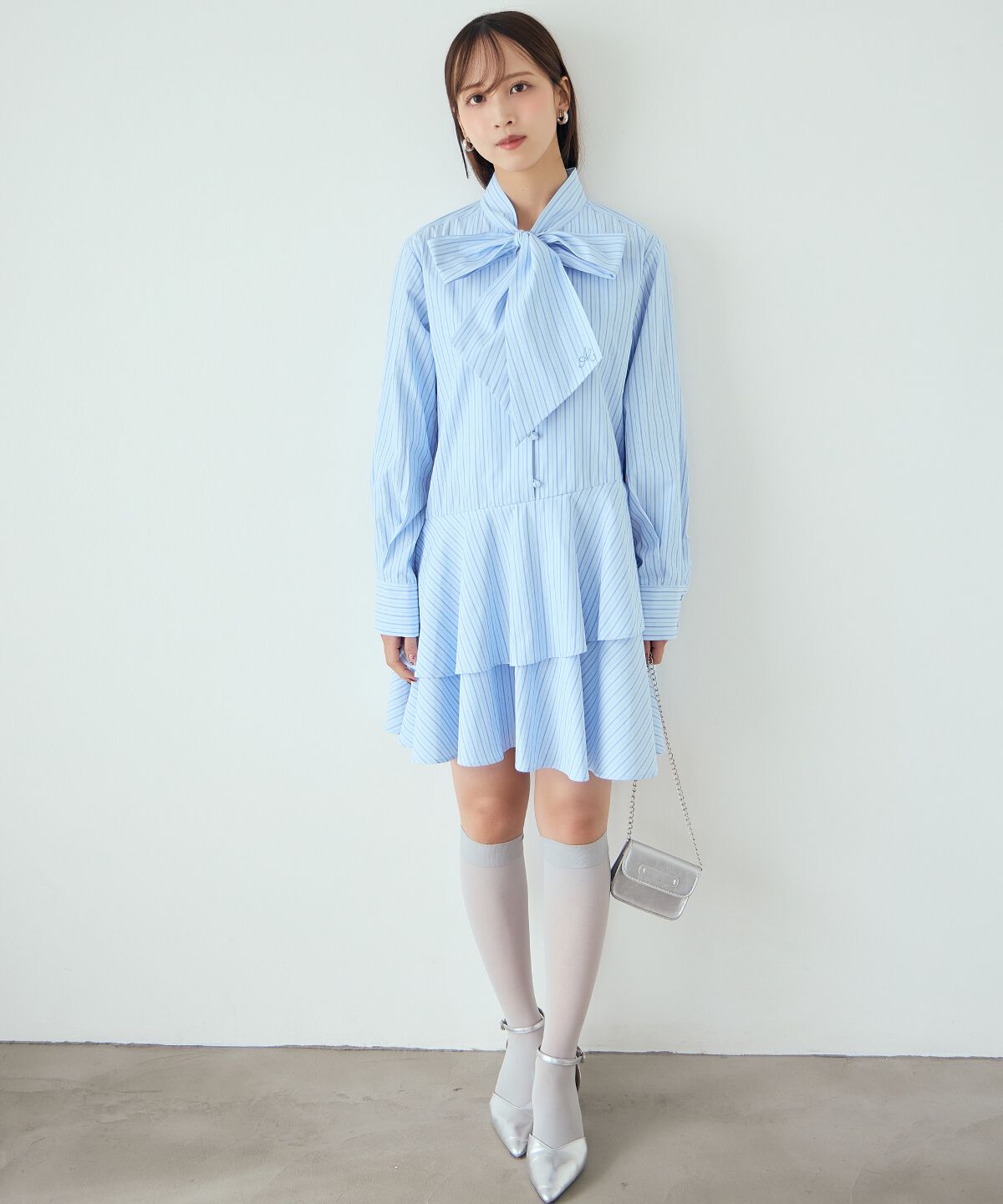 アンドクチュール「アシメストライプミニワンピース」|ワンピース|