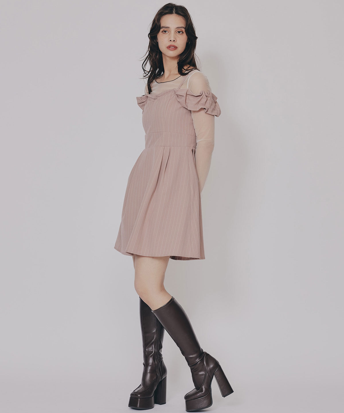 REDYAZEL「ストライプ2WAYフレアミニワンピース」|ワンピース|