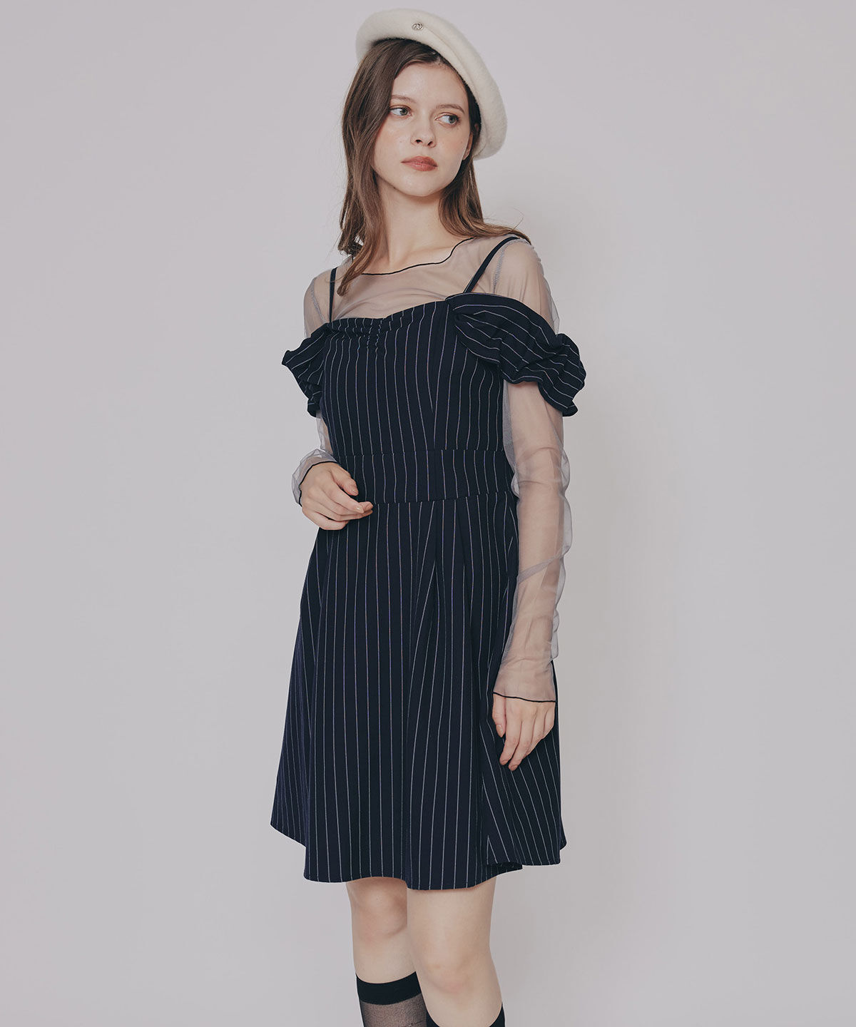 REDYAZEL「ストライプ2WAYフレアミニワンピース」|ワンピース|