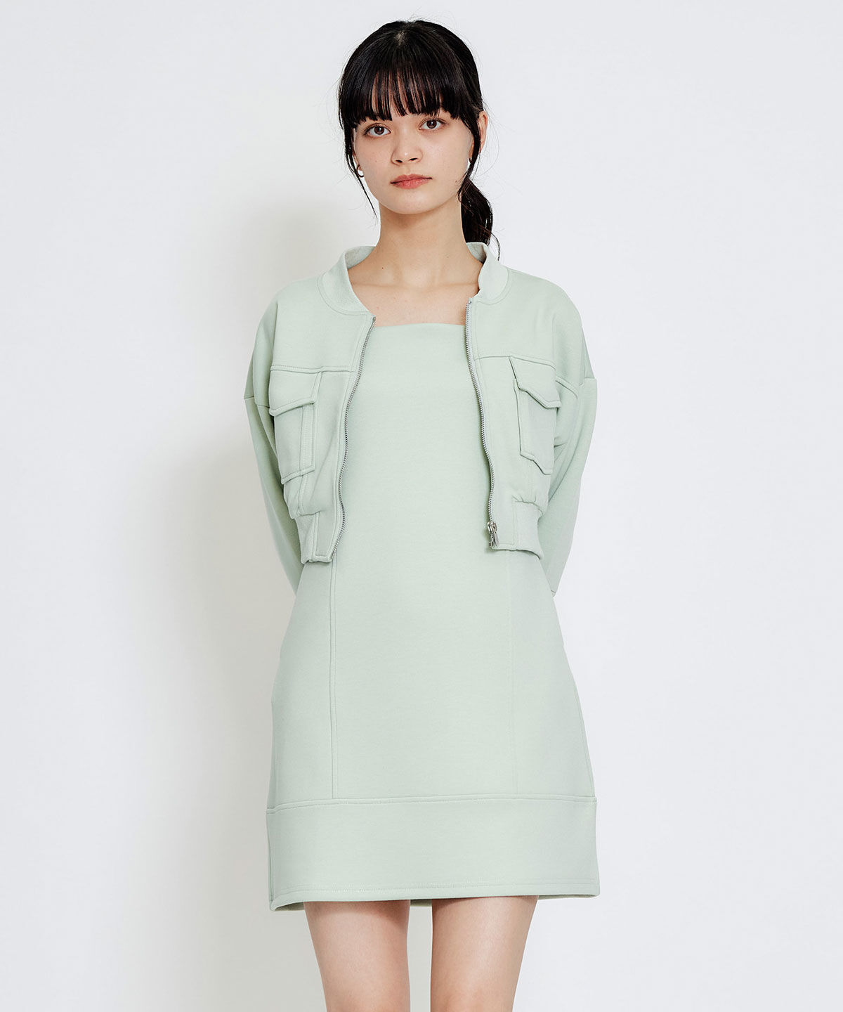 REDYAZEL「バイカラーステッチカットミニワンピース」|ワンピース|