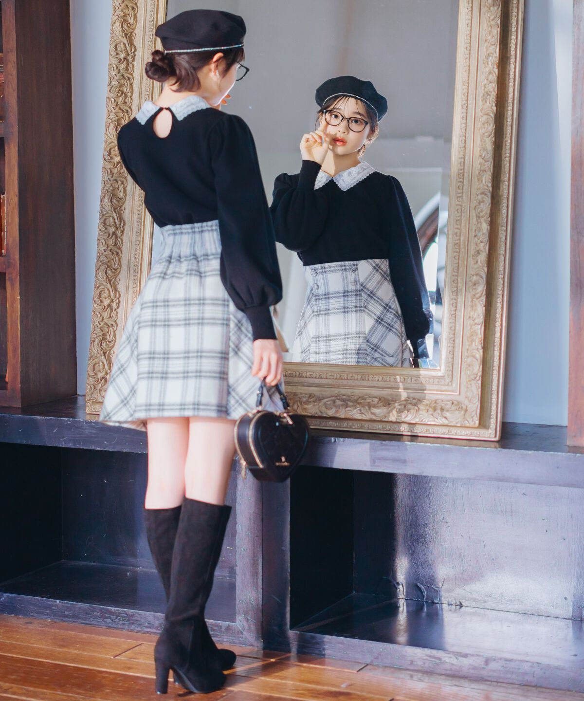 WILLSELECTION「ウールライクチェックスカート」|台形|