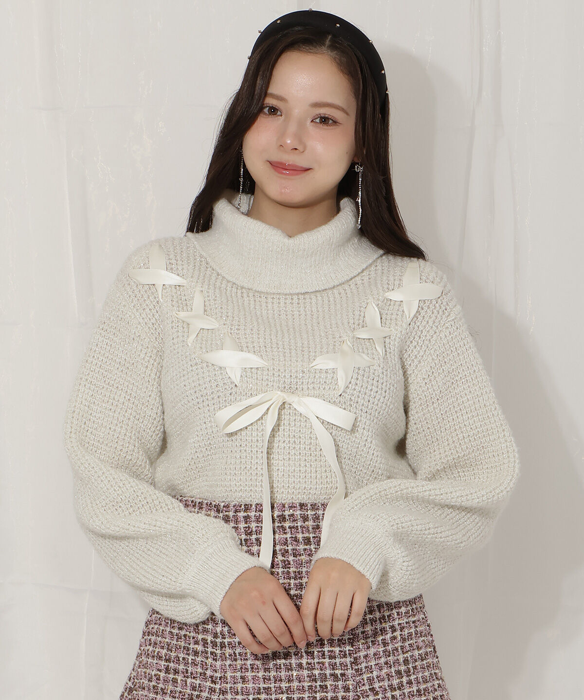 WILLSELECTION「レースアップタートルニット」|ニット・セーター|