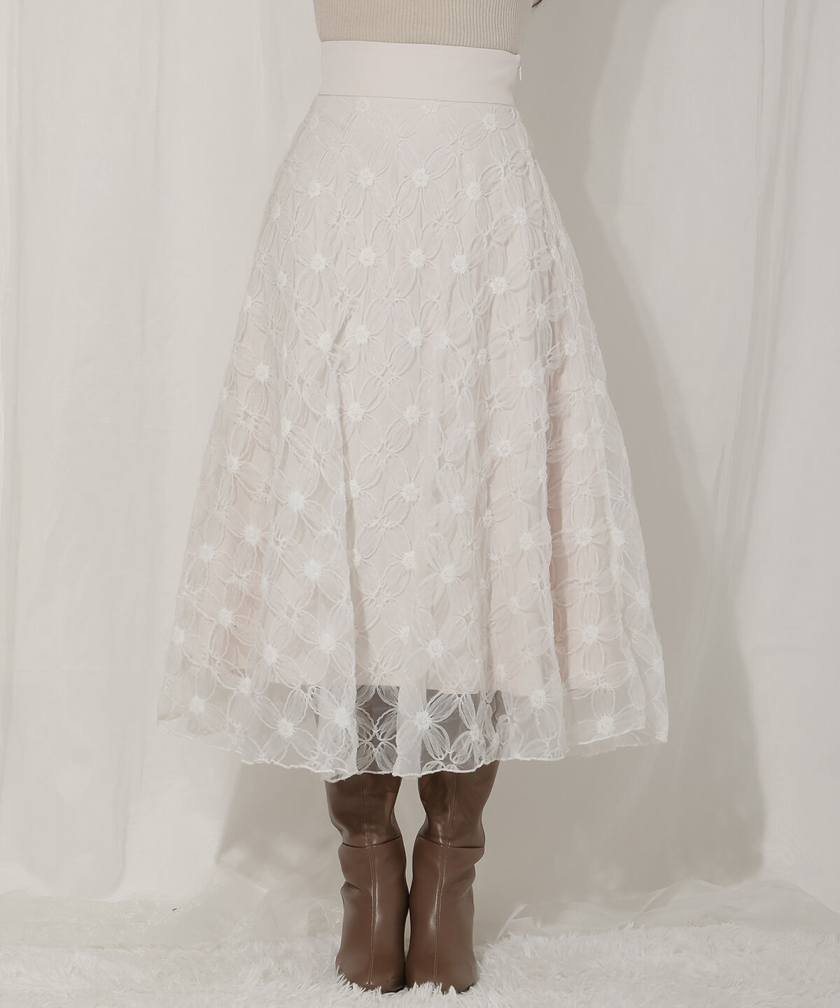 WILLSELECTION「フラワーチュールフレアスカート」|フレア|