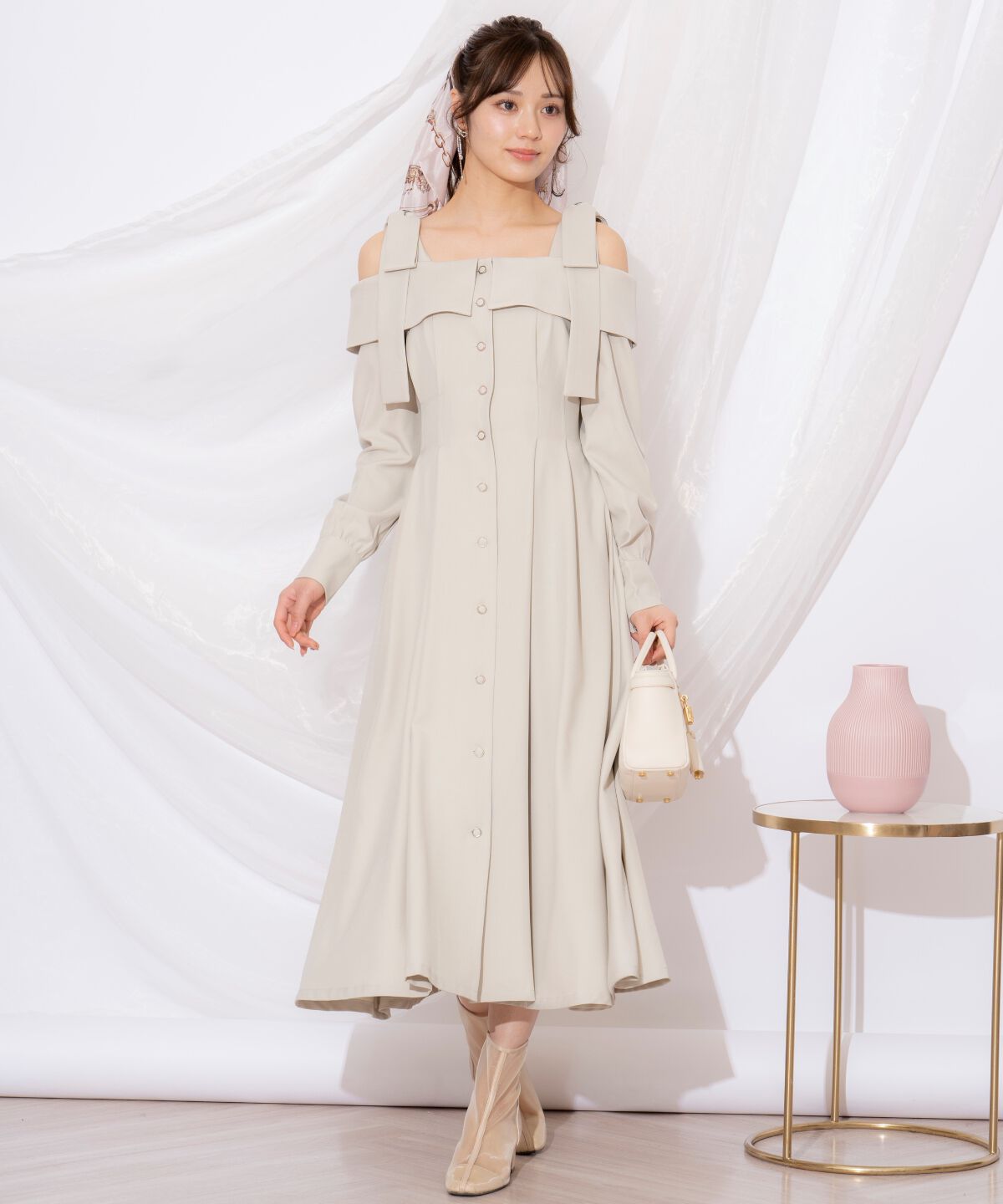 WILLSELECTION「ショルダーリボンタックウエストシャツワンピース」|ワンピース|ミント