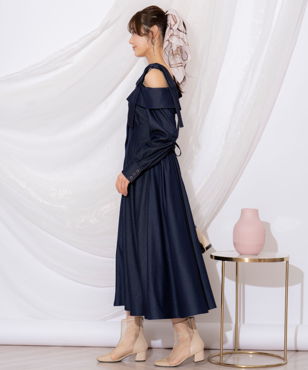 WILLSELECTION「ショルダーリボンタックウエストシャツワンピース」|ワンピース|