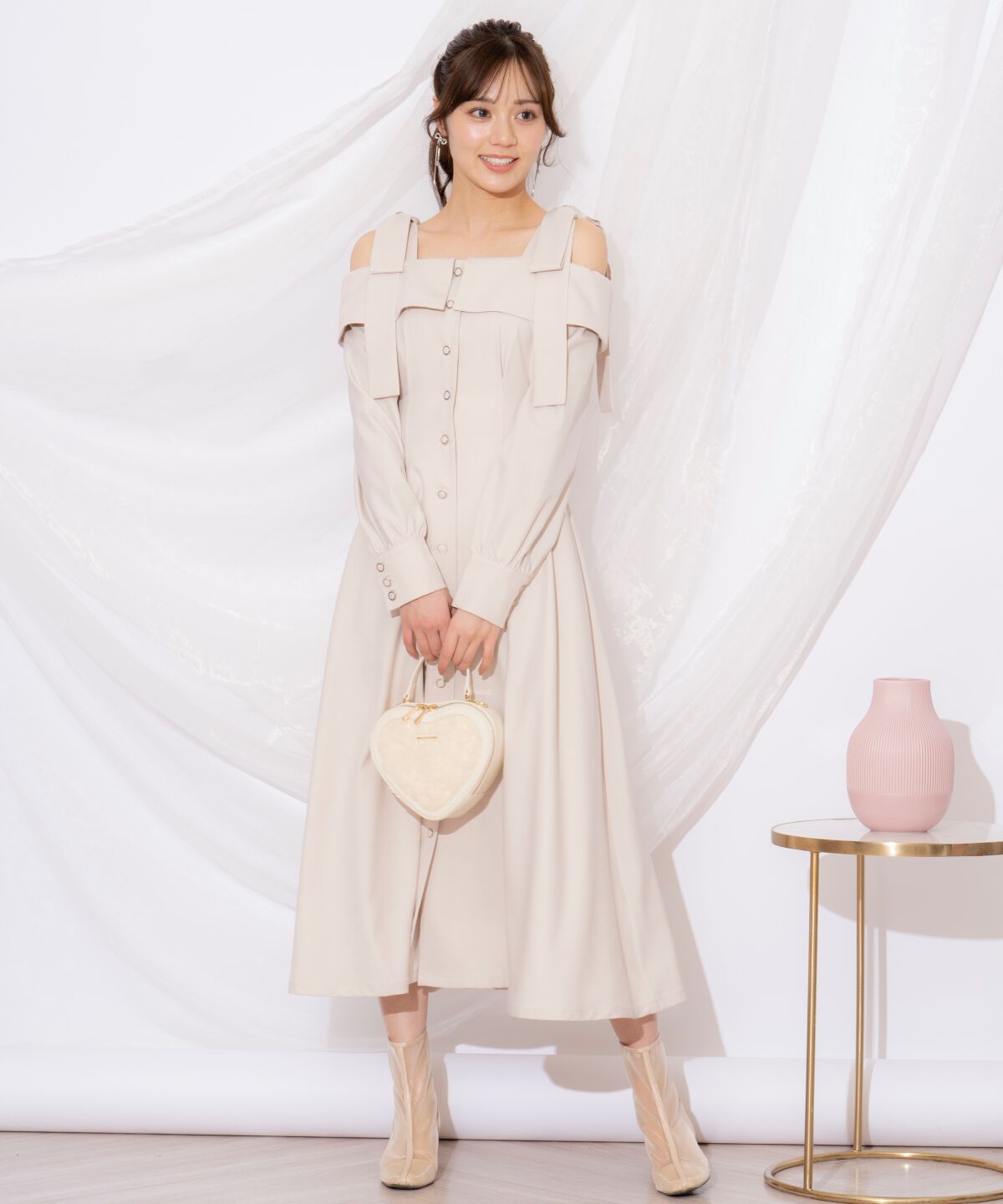 WILLSELECTION「ショルダーリボンタックウエストシャツワンピース」|ワンピース|