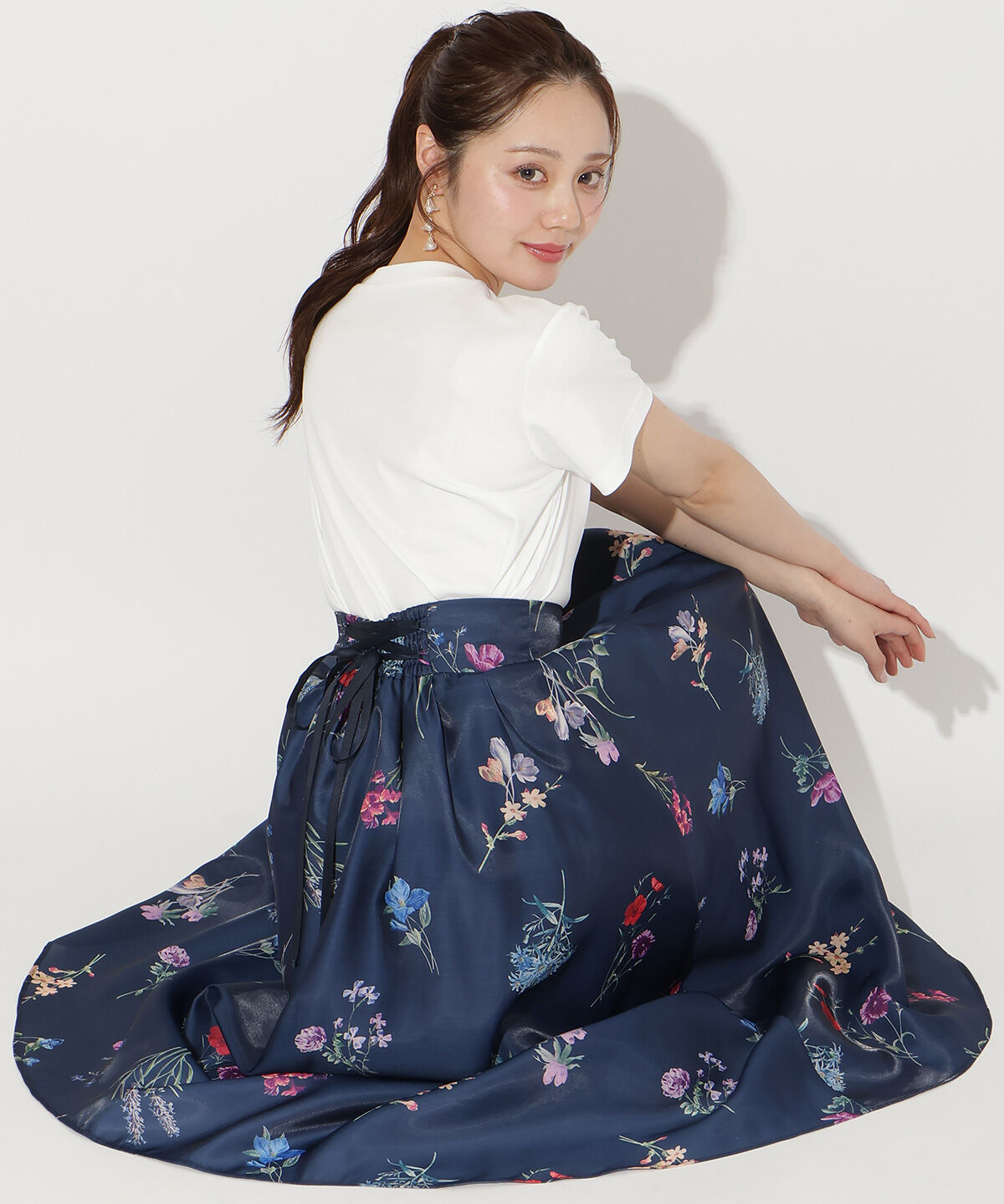 WILLSELECTION「ボタニカルフラワーシアータックスカート」|フレア|