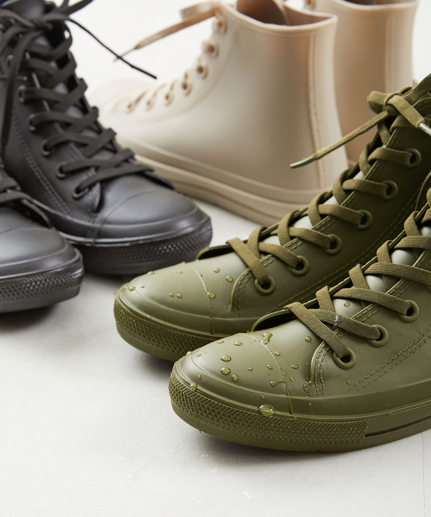 ORiental TRaffic「【防水】 ハイカット レインスニーカー /R-0016  晴雨兼用 ハイカットスニーカー 柔らかい」|スニーカー|KHAKI