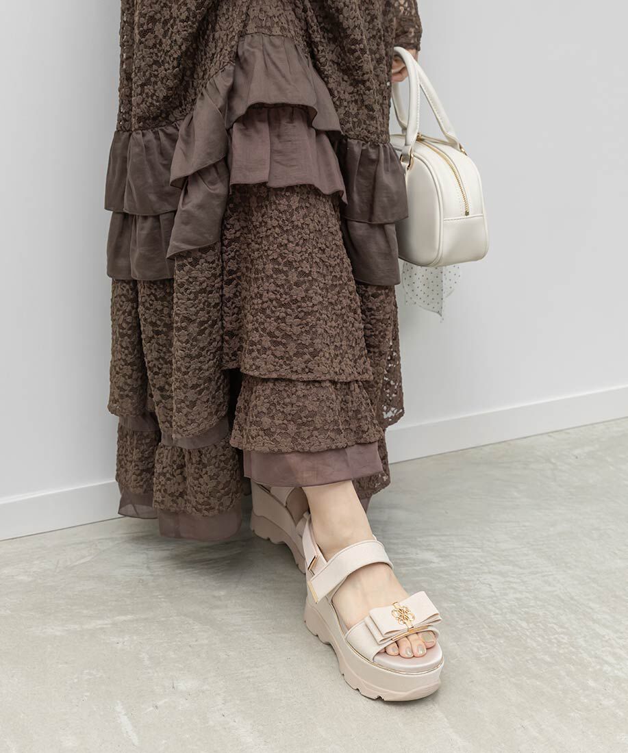  「モノグラムリボンボリュームスポーツサンダル」|サンダル|