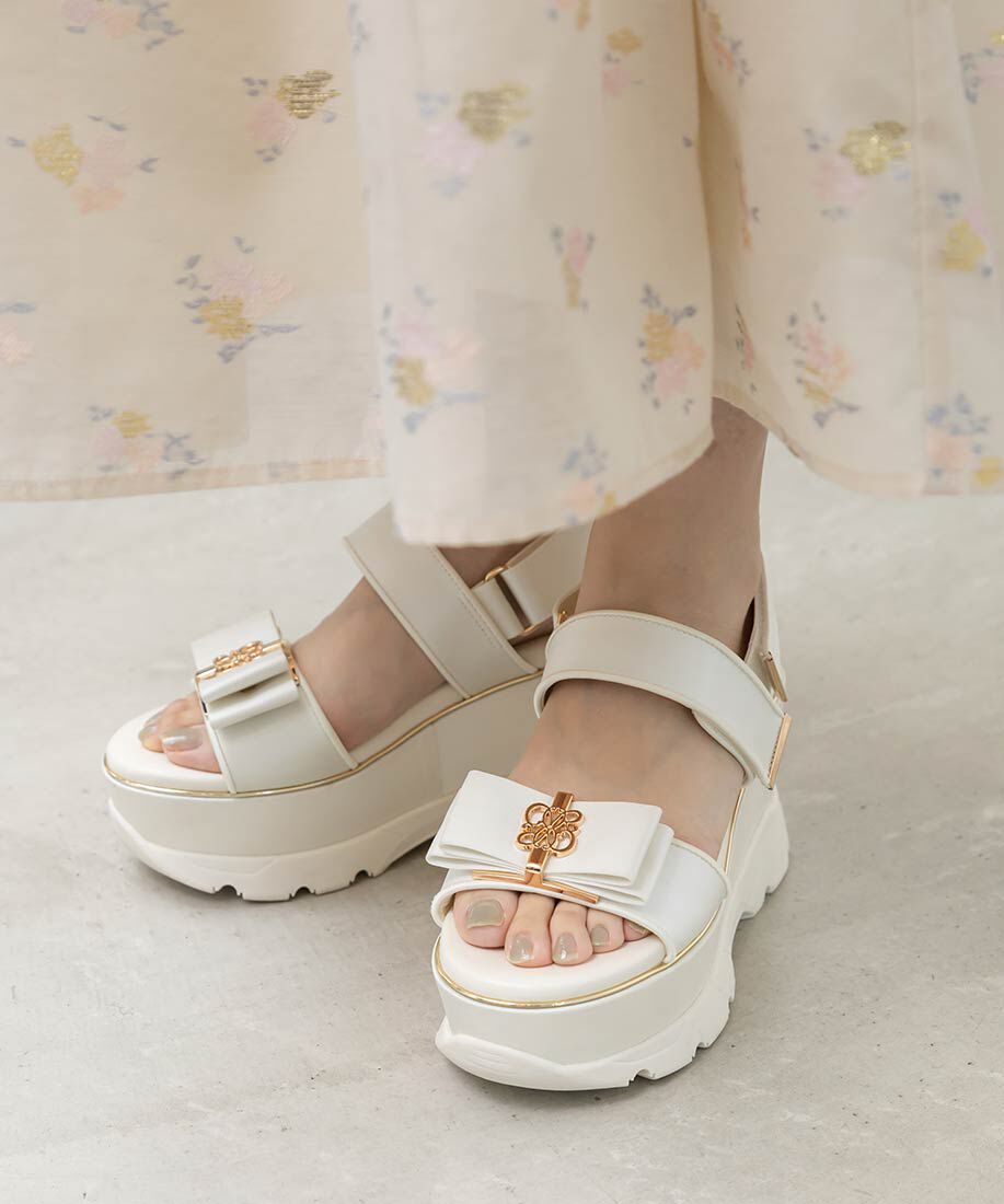  「モノグラムリボンボリュームスポーツサンダル」|サンダル|ホワイト