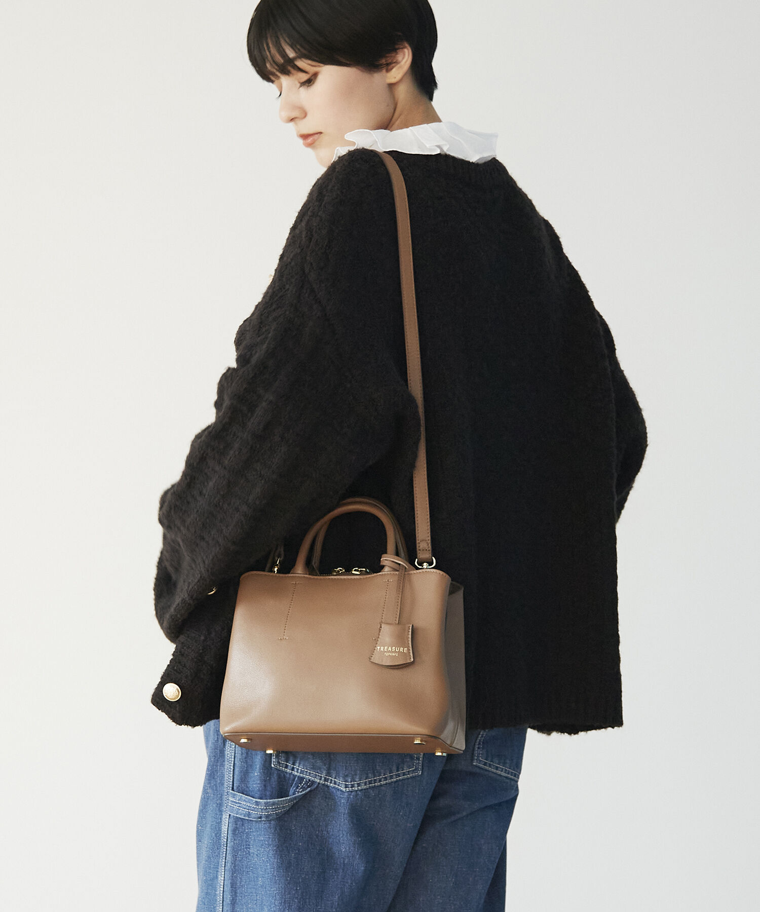 TOPKAPI TREASURE「フロントステッチ レザーミニショルダーバッグ」|ショルダー・メッセンジャー|ブラウン