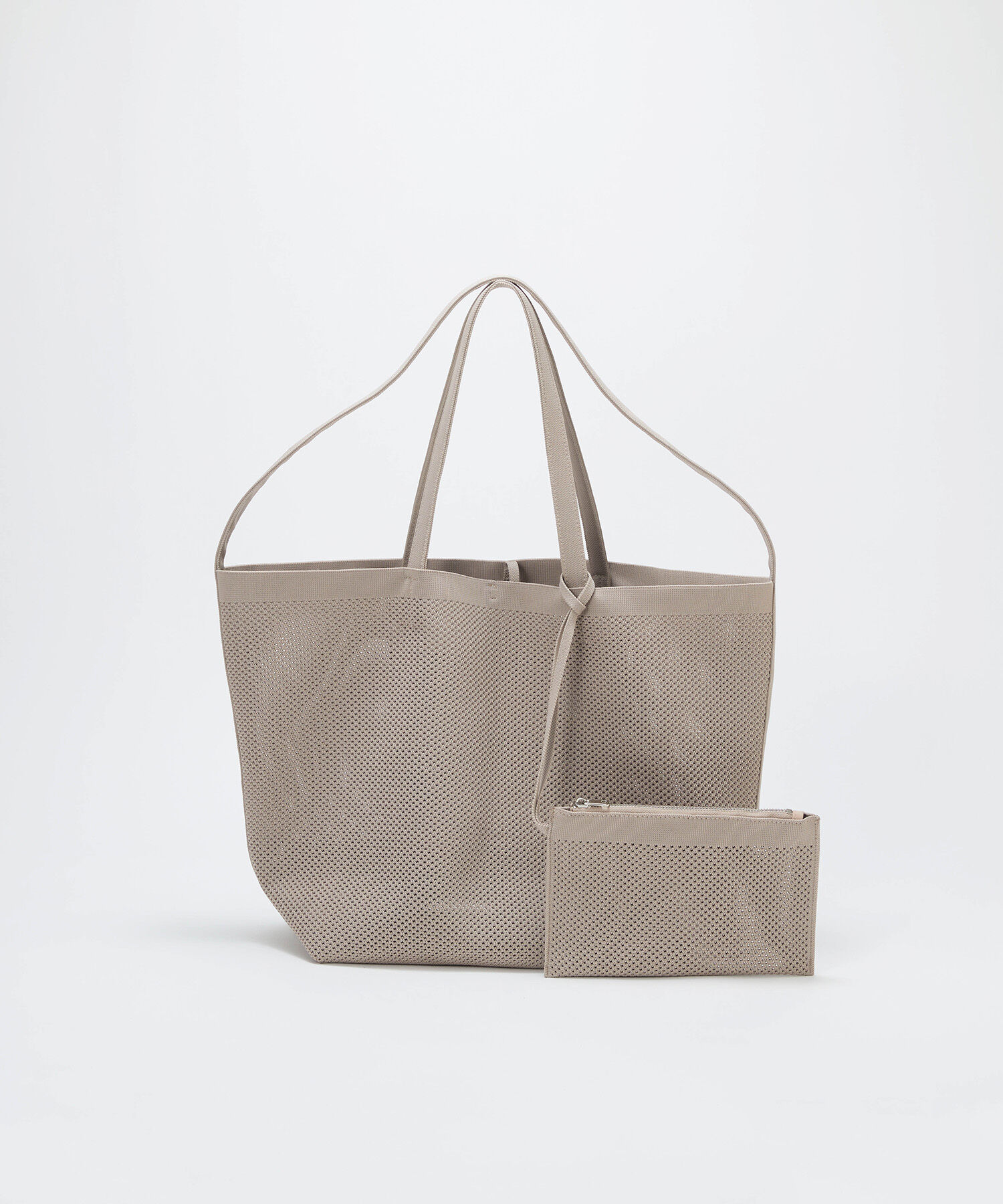 TOPKAPI BREATH「【Breath TOPKAPI】ニットジャガード 2way ビッグ トートバッグ ポーチ付き」|トートバッグ|ライトグレー