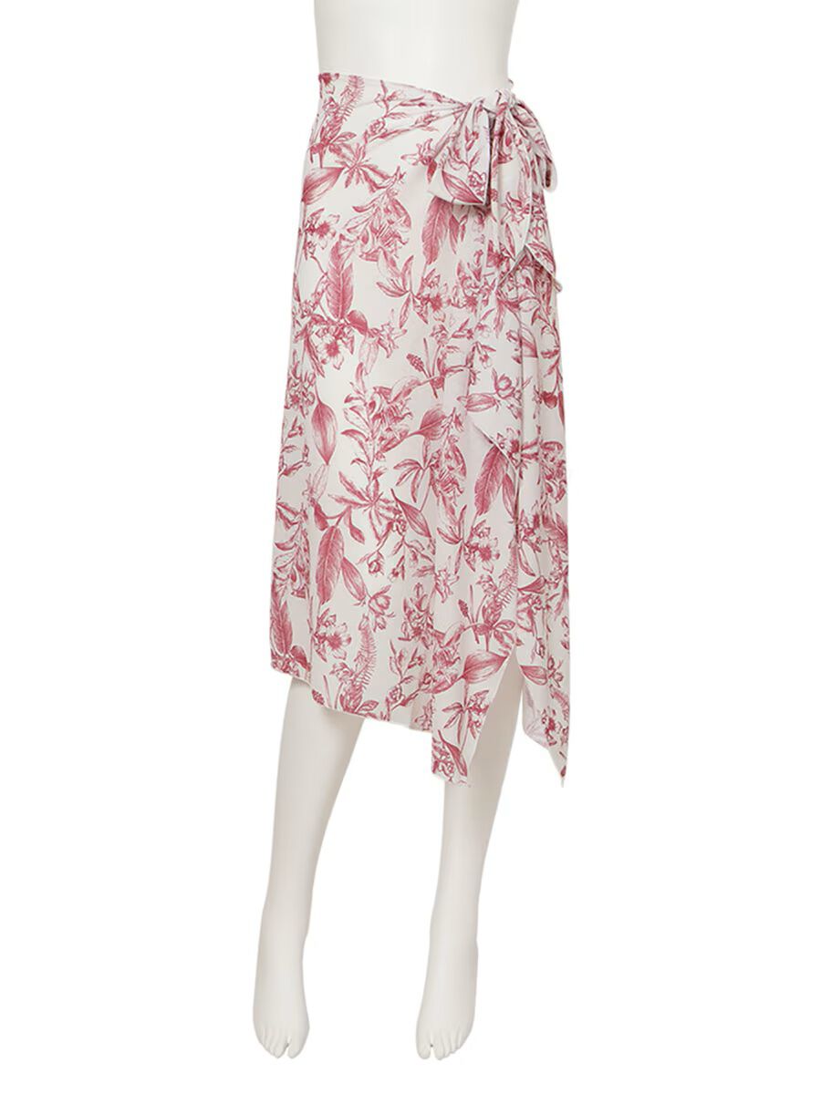 PEAK&PINE「【新作リゾートウェア】ハーバルボタニカル柄サロート/パレオ」|ビキニ|レッド