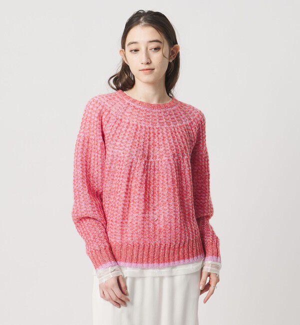 UNITED ARROWS「カラーミックス インレイド ニット」|ニット・セーター|PINK