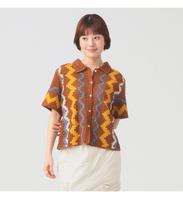 Ray BEAMS 「ウェーブ ストライプ ニット シャツ」|ニット・セーター|