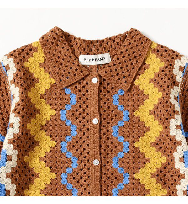 Ray BEAMS 「ウェーブ ストライプ ニット シャツ」|ニット・セーター|