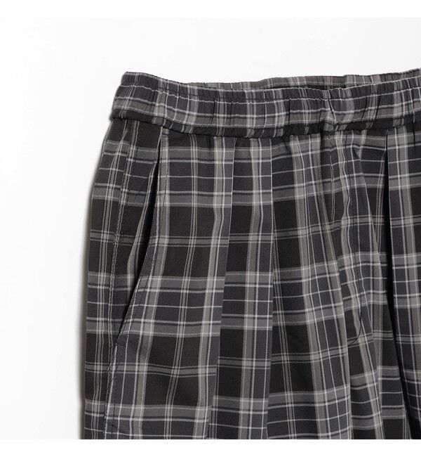 BEAMS「チェック ワイド イージーパンツ【ワイドストレートフィット】」|チノ|